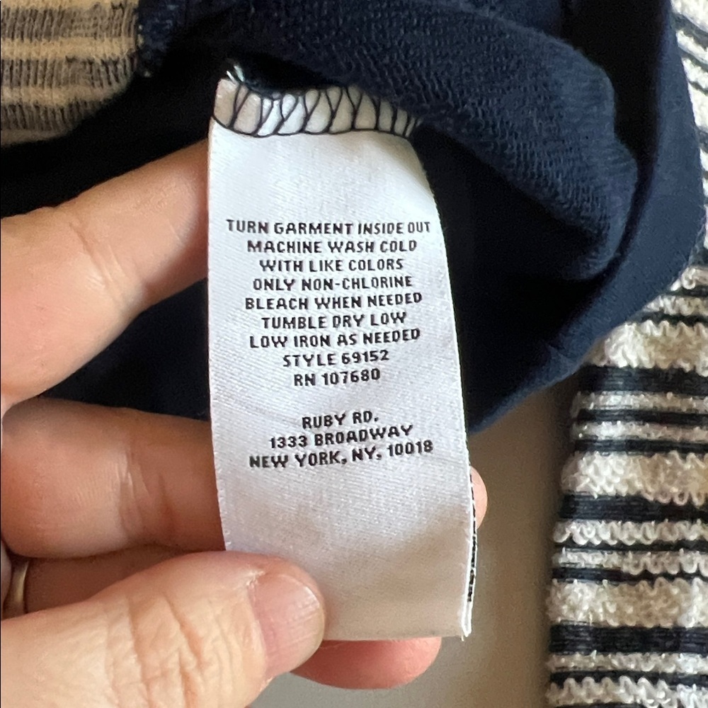 Ruby Rd Textured Striped Quarter Zip Blue Size Medium - Picture 6 of 9